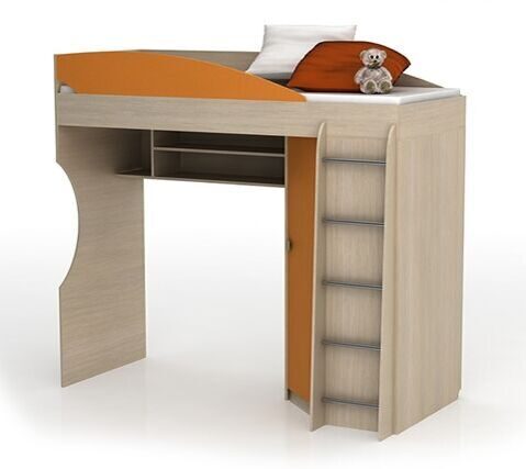 Мальта кровать-чердак со шкафом Манго